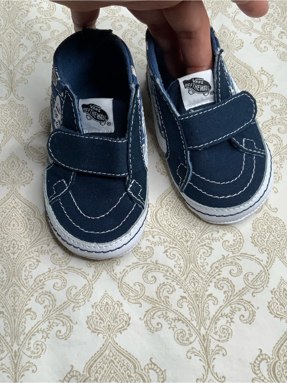 Infant Vans Sk8-Hi Crib Shoes Size 4.0 Navy Butterfly - Picture 9 of 10